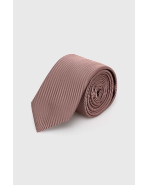HUGO krawat jedwabny kolor beżowy 50468199