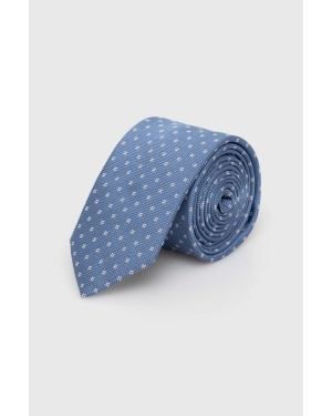 HUGO krawat z domieszką jedwabiu kolor niebieski 50509056