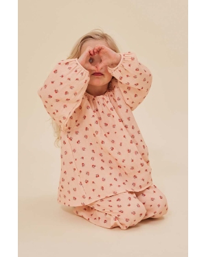 Konges Sløjd bluzka bawełniana dziecięca kolor różowy wzorzysta