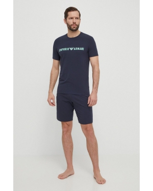 Emporio Armani Underwear piżama męska kolor granatowy z nadrukiem 111573 4R516