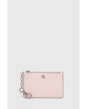 Lauren Ralph Lauren portfel skórzany damski kolor różowy