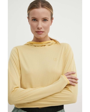 Fjallraven bluza sportowa Abisko Sun kolor żółty z kapturem gładka F84108