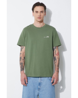 A.P.C. t-shirt bawełniany item męski kolor zielony z nadrukiem COFBT-H26904
