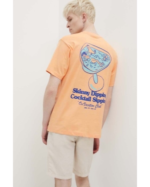 On Vacation t-shirt bawełniany Skinny Dippin' Cocktail Sippin' kolor pomarańczowy z nadrukiem OVC T151