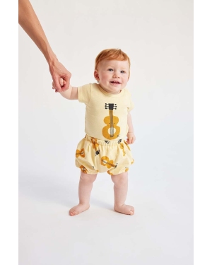 Bobo Choses szorty bawełniane niemowlęce kolor żółty wzorzyste