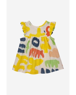 Bobo Choses sukienka bawełniana niemowlęca kolor żółty mini rozkloszowana
