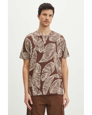 Medicine t-shirt bawełniany męski kolor brązowy wzorzysty