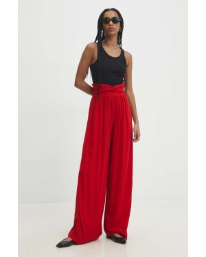 Answear Lab spodnie damskie kolor czerwony szerokie high waist