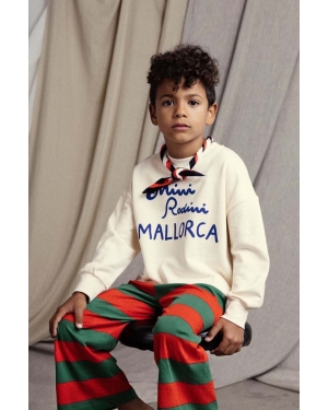 Mini Rodini bluza bawełniana dziecięca Mallorca kolor beżowy z nadrukiem