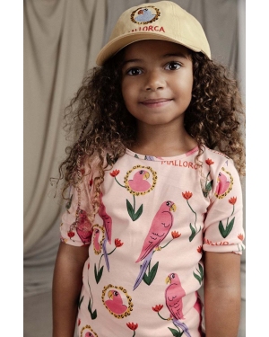 Mini Rodini t-shirt bawełniany dziecięcy Parrots kolor różowy