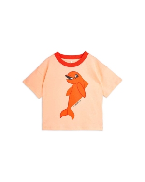 Mini Rodini t-shirt bawełniany dziecięcy Dolphin kolor pomarańczowy z nadrukiem