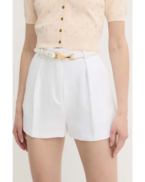Elisabetta Franchi szorty damskie kolor biały gładkie high waist SH00542E2