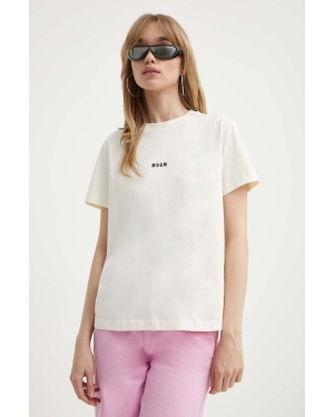 MSGM t-shirt bawełniany damski kolor beżowy