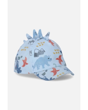 Coccodrillo czapka z daszkiem bawełniana dziecięca kolor niebieski wzorzysta