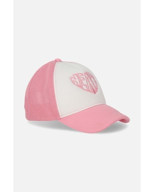 Coccodrillo czapka z daszkiem dziecięca kolor różowy z nadrukiem