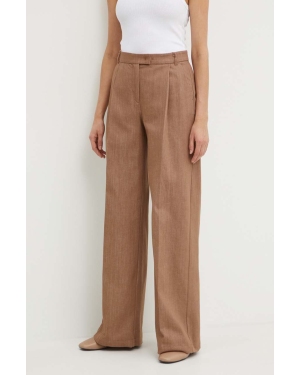 MAX&Co. spodnie damskie kolor brązowy szerokie high waist 2416131104200