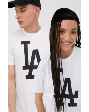 47 brand t-shirt bawełniany MLB Los Angeles Dodgers kolor biały z nadrukiem BB012TEMIME557555WW
