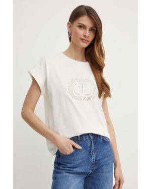 Twinset t-shirt bawełniany damski kolor beżowy