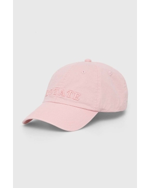 Rotate czapka z daszkiem bawełniana kolor różowy z aplikacją