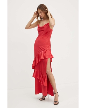 Marciano Guess sukienka ASHANTI kolor czerwony maxi rozkloszowana 4GGK65 9444Z