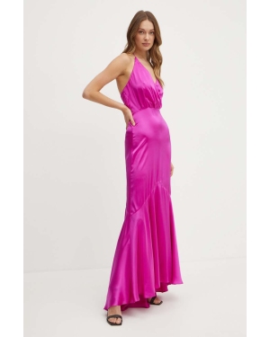Marciano Guess sukienka jedwabna ISHANI kolor fioletowy maxi rozkloszowana 4GGK56 9719Z