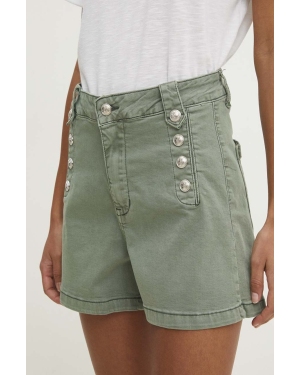 Answear Lab szorty jeansowe damskie kolor zielony gładkie high waist
