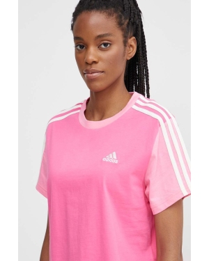 adidas t-shirt bawełniany damski kolor różowy IS1574