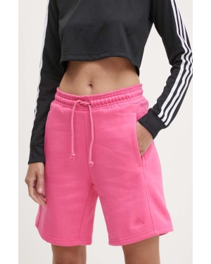 adidas szorty damskie kolor różowy gładkie high waist IW1256