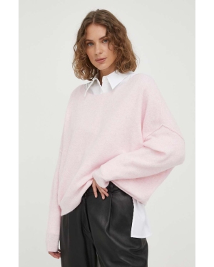 American Vintage sweter z domieszką wełny damski kolor różowy lekki
